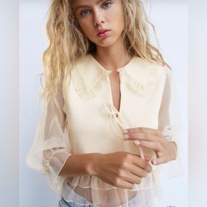 NWT Rare Zara Combination Knit and organza Top